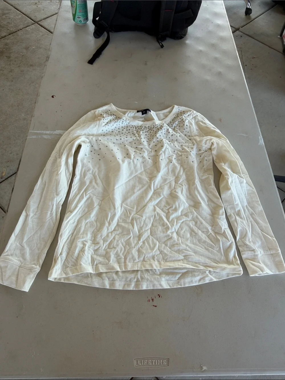 NWT GAPKIDS White Long Sleeve Top with Silver Stud Accents
